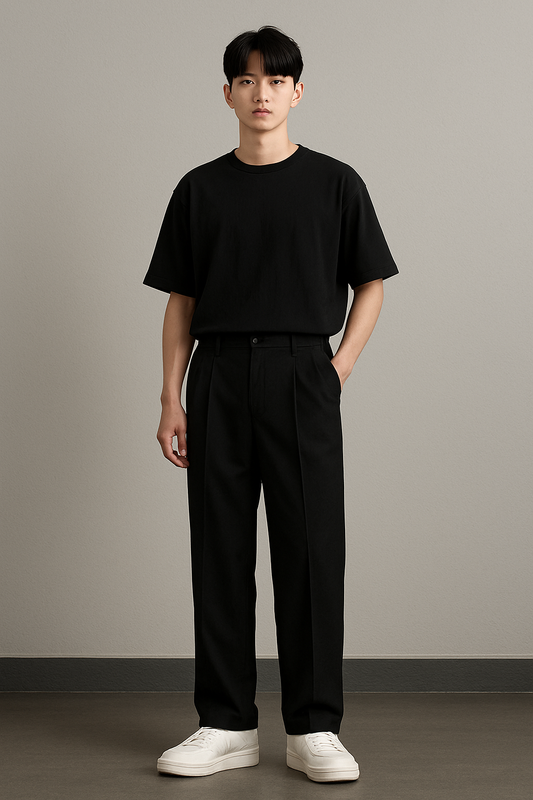 Ezeeva Classic Korean Trousers – Midnight Black